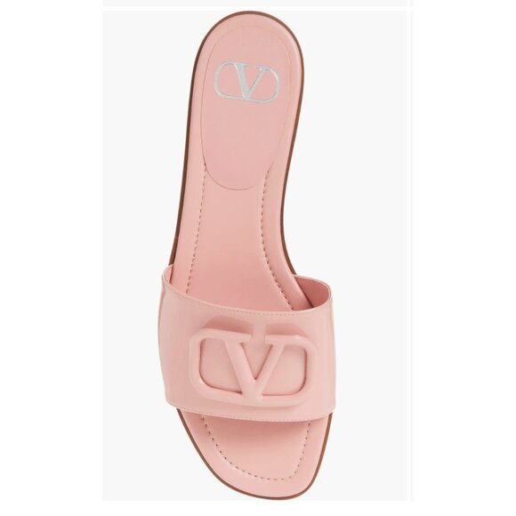 Valentino Garavani VLOGO Signature Slide Sandal Patent Leather DUSTY ROSE 8.5US - Picture 3 of 14